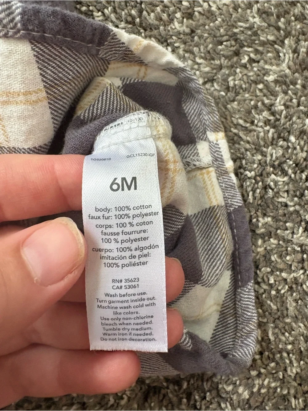 Carters plaid button